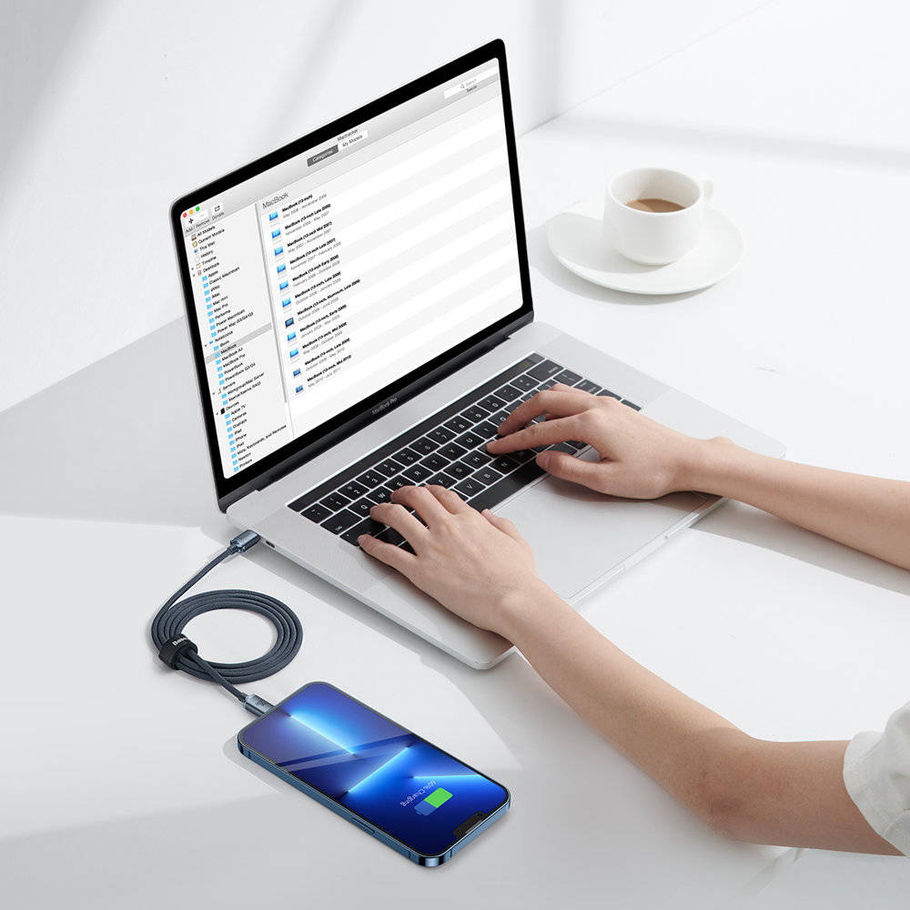 کابل 2 متری تایپ سی به لایتنینگ بیسوس Baseus crystal shine series USB Type C to Lightning 20W CAJY000301 2m