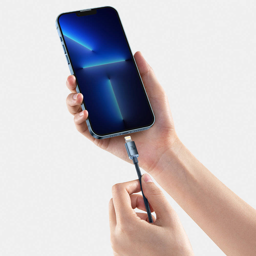 کابل 2 متری تایپ سی به لایتنینگ بیسوس Baseus crystal shine series USB Type C to Lightning 20W CAJY000301 2m