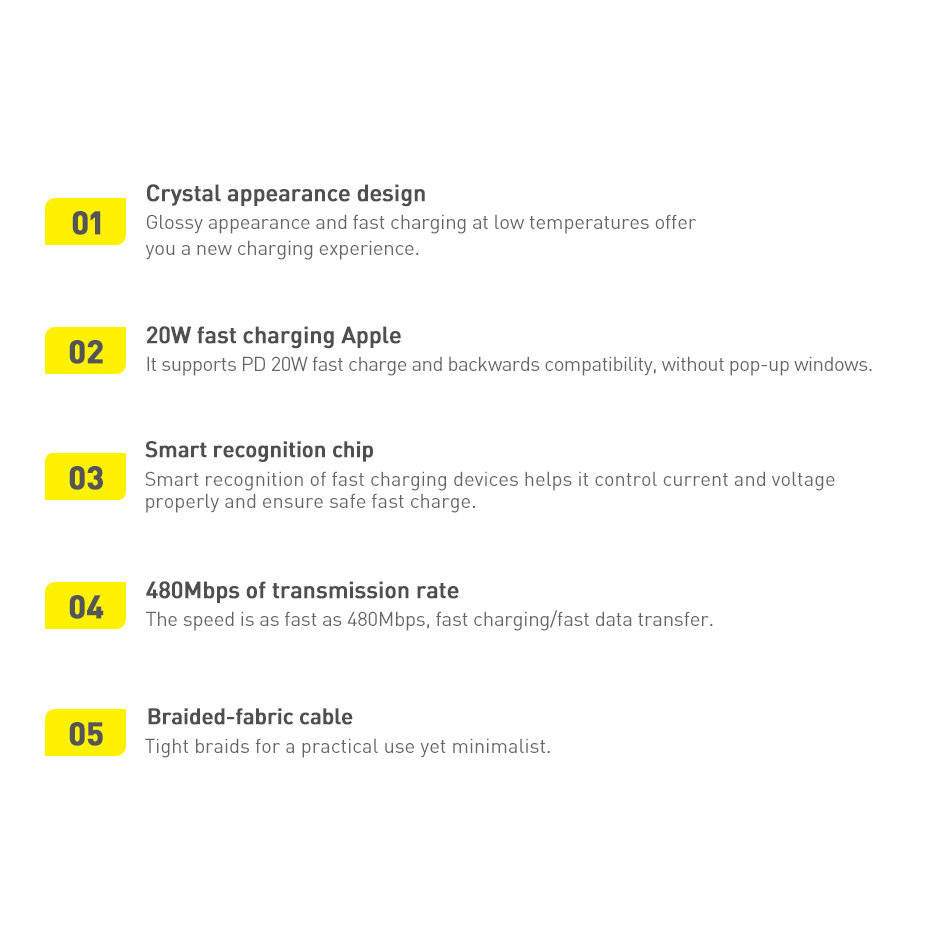 کابل 2 متری تایپ سی به لایتنینگ بیسوس Baseus crystal shine series USB Type C to Lightning 20W CAJY000301 2m