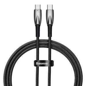 کابل 1 متری دو سر تایپ سی 100 وات بیسوس Baseus Cable Type-C to Type-C PD Charging 100W Glimmer CADH000701 1m