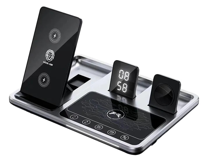 شارژر وایرلس گرین لاین 4 در 1 گرین لاین Green Lion 4 in 1 Wireless Charging Station 15W GN4IN1WCSBK