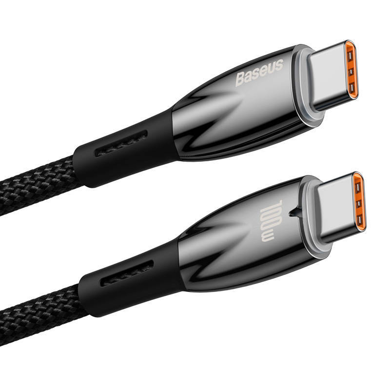کابل 1 متری دو سر تایپ سی 100 وات بیسوس Baseus Cable Type-C to Type-C PD Charging 100W Glimmer CADH000701 1m