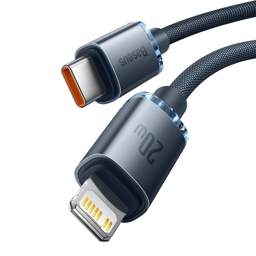 کابل 2 متری تایپ سی به لایتنینگ بیسوس Baseus crystal shine series USB Type C to Lightning 20W CAJY000301 2m