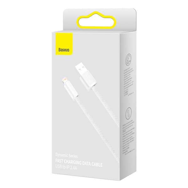کابل 1 متری لایتنینگ بیسوس Baseus CALD000402 Dynamic Series 2.4A USB to Lightning white 1m