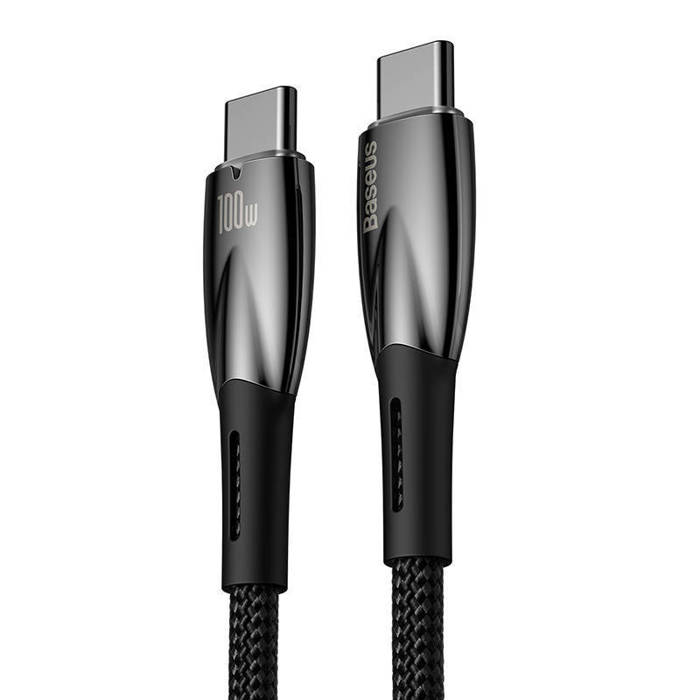 کابل 1 متری دو سر تایپ سی 100 وات بیسوس Baseus Cable Type-C to Type-C PD Charging 100W Glimmer CADH000701 1m