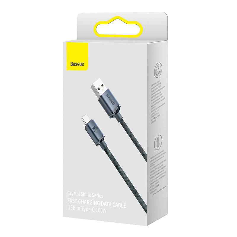 کابل 1.2 متری تایپ سی 100 وات بیسوس Baseus crystal shine series CAJY000401,CAJY000403 USB to USB-C