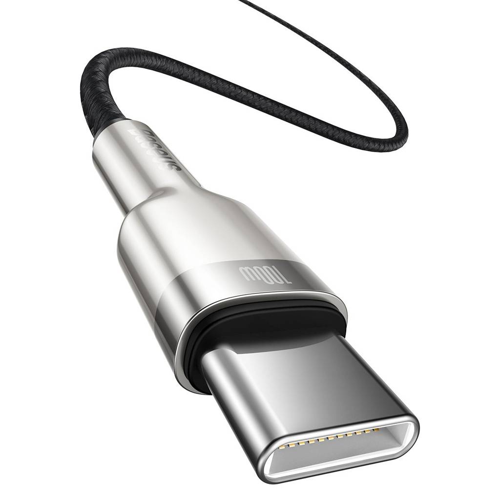 کابل 1 متری دو سر تایپ سی 100 وات بیسوس Baseus Cable USB-C to USB-C Baseus Cafule, 100W, 1m black CATJK-C01