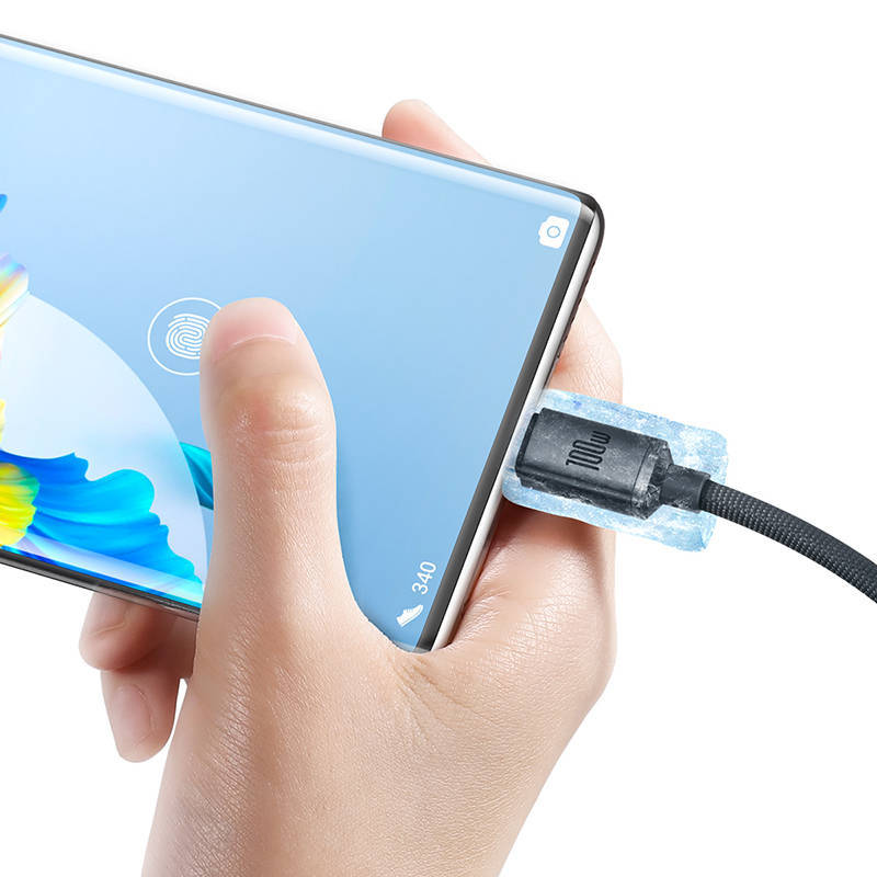 کابل 1.2 متری تایپ سی 100 وات بیسوس Baseus crystal shine series CAJY000401,CAJY000403 USB to USB-C