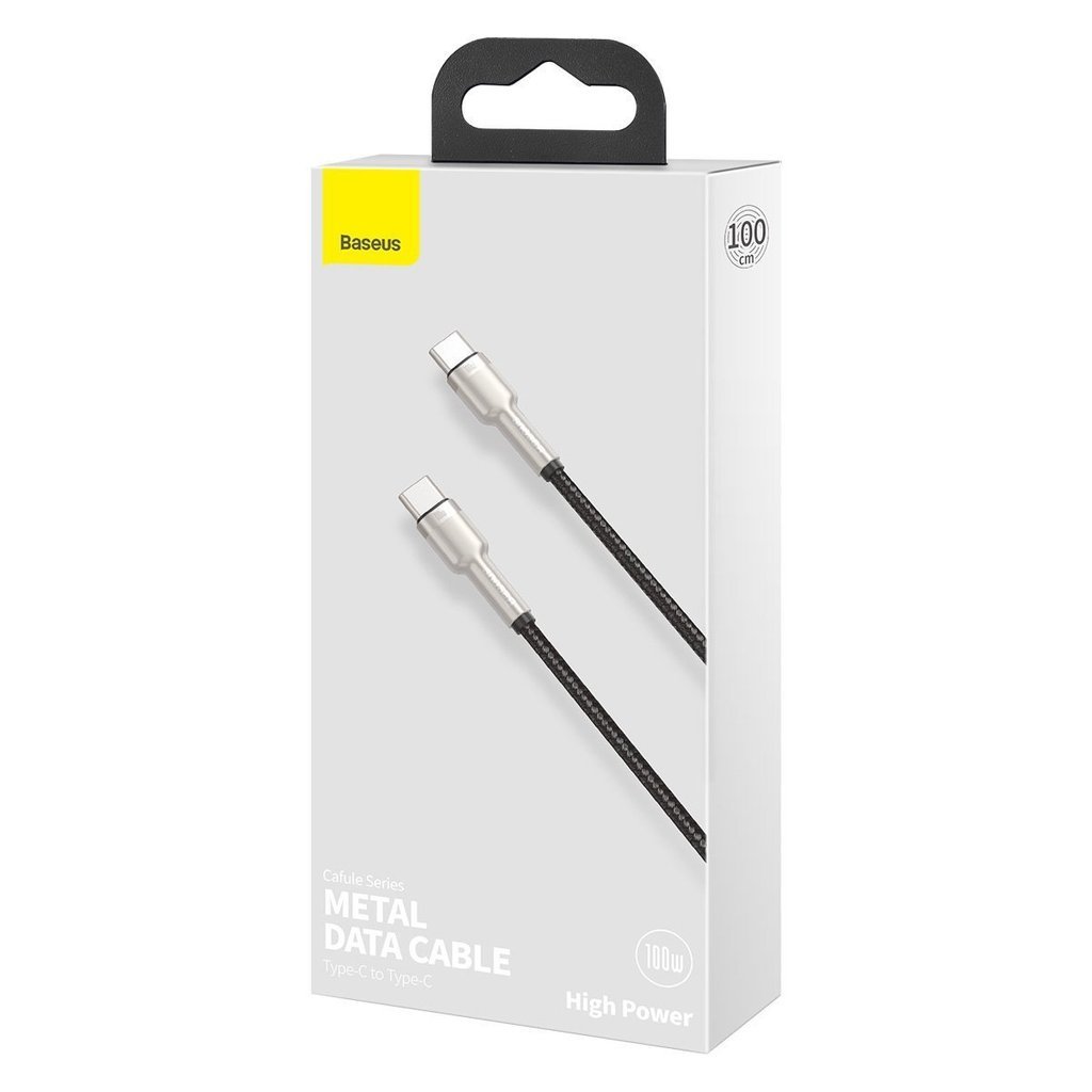 کابل 1 متری دو سر تایپ سی 100 وات بیسوس Baseus Cable USB-C to USB-C Baseus Cafule, 100W, 1m black CATJK-C01