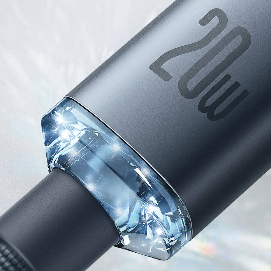کابل 2 متری تایپ سی به لایتنینگ بیسوس Baseus crystal shine series USB Type C to Lightning 20W CAJY000301 2m