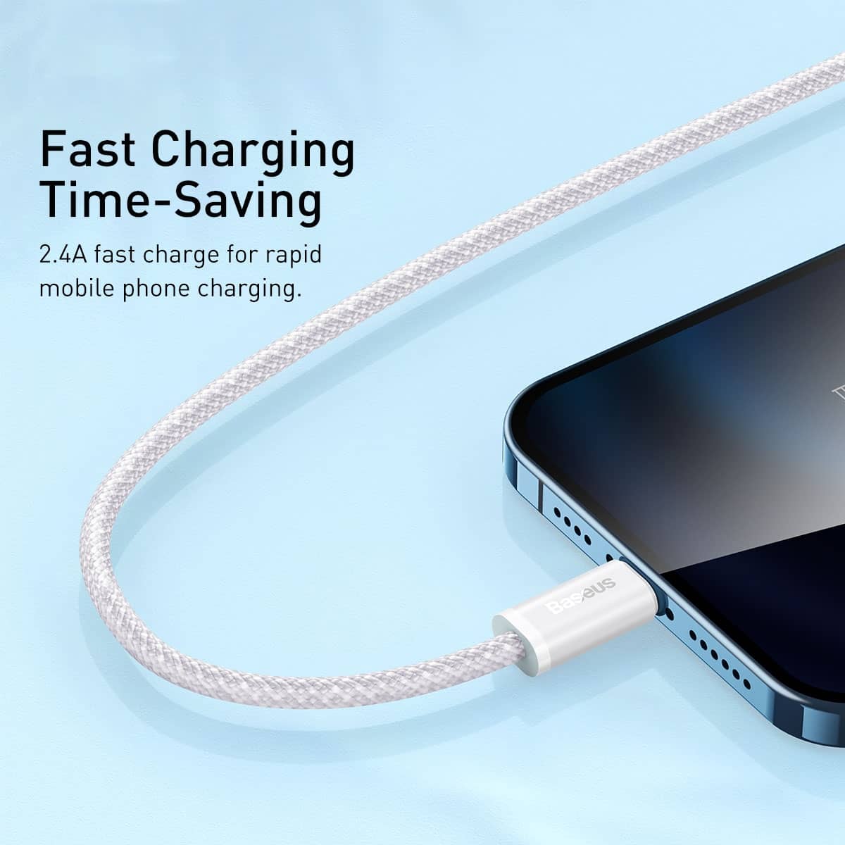 کابل 1 متری لایتنینگ بیسوس Baseus CALD000402 Dynamic Series 2.4A USB to Lightning white 1m