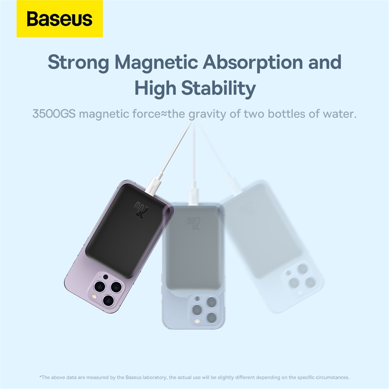 پاور بانک بیسوس ظرفیت 10000 میلی آمپر توان 20 وات مگ سیف Powerbank Baseus Magnetic Mini 10000mAh 20W