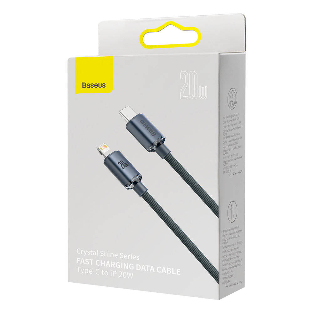 کابل 2 متری تایپ سی به لایتنینگ بیسوس Baseus crystal shine series USB Type C to Lightning 20W CAJY000301 2m