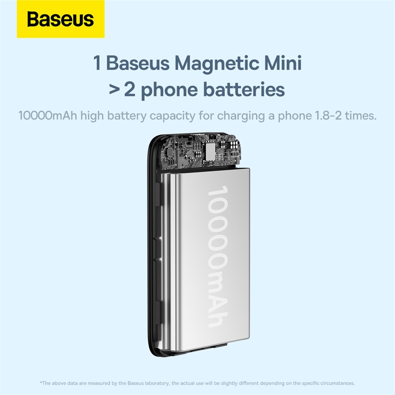 پاور بانک بیسوس ظرفیت 10000 میلی آمپر توان 20 وات مگ سیف Powerbank Baseus Magnetic Mini 10000mAh 20W