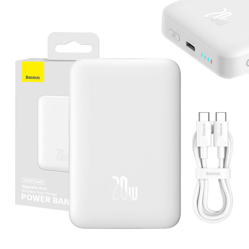پاور بانک بیسوس ظرفیت 10000 میلی آمپر توان 20 وات مگ سیف Powerbank Baseus Magnetic Mini 10000mAh 20W