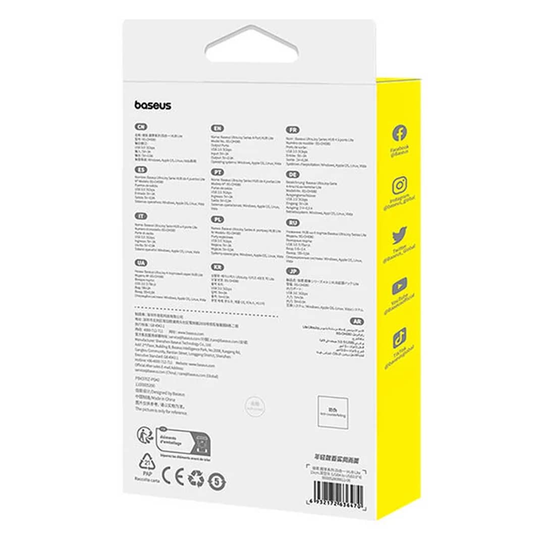 هاب چهار پورت USB بیسوس مدل Baseus UltraJoy Series B0005280B111-00 USB3.0 4Port HUB