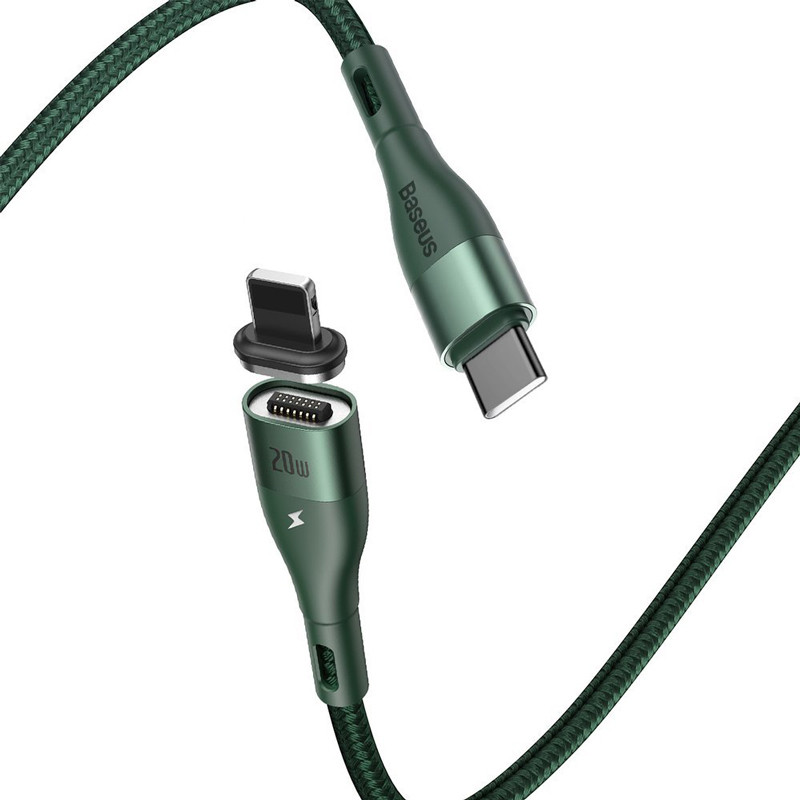 کابل شارژ لایتنینگ مگنتی 2 متری بیسوس مدل Baseus Zinc Magnetic 20W Fast Charging Type-C to Lightning Cable