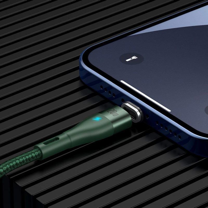 کابل شارژ لایتنینگ مگنتی 2 متری بیسوس مدل Baseus Zinc Magnetic 20W Fast Charging Type-C to Lightning Cable