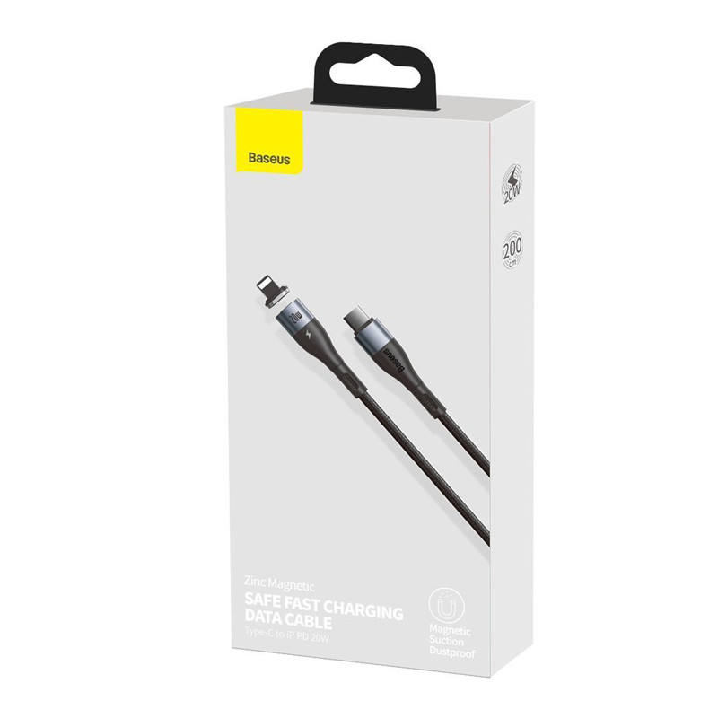 کابل شارژ لایتنینگ مگنتی 2 متری بیسوس مدل Baseus Zinc Magnetic 20W Fast Charging Type-C to Lightning Cable