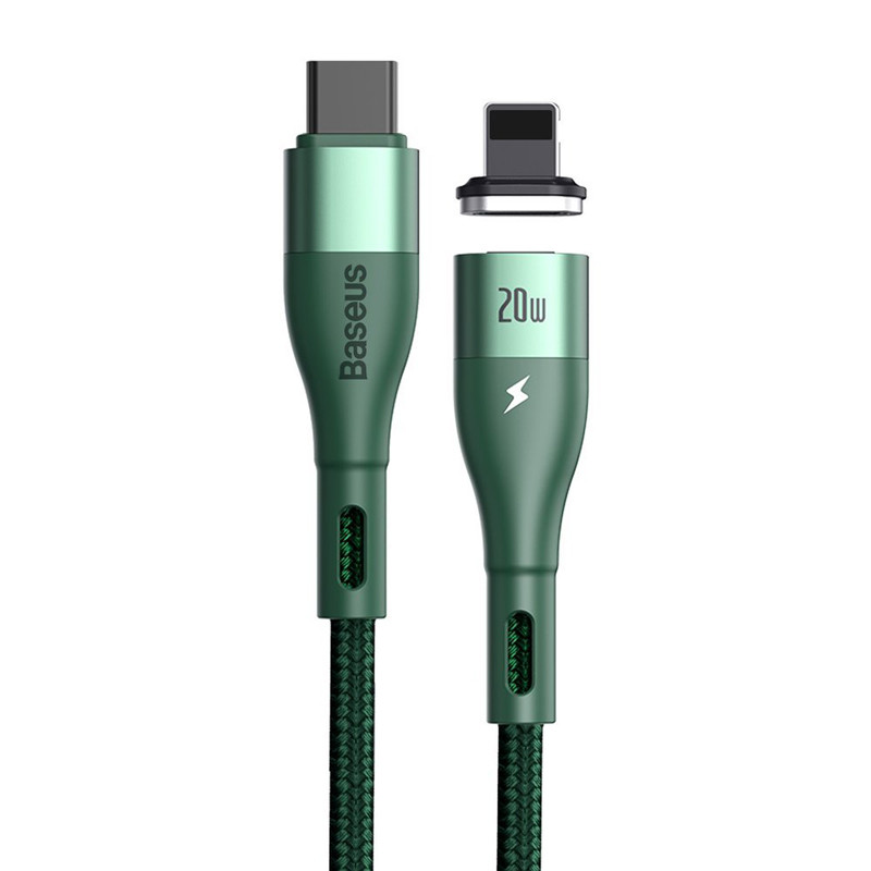 کابل شارژ لایتنینگ مگنتی 2 متری بیسوس مدل Baseus Zinc Magnetic 20W Fast Charging Type-C to Lightning Cable