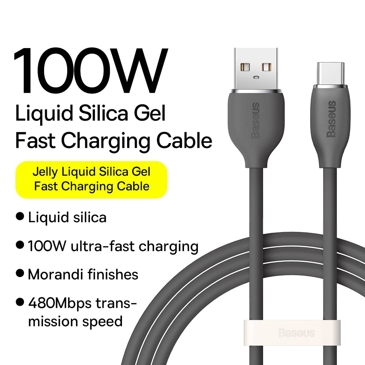 کابل شارژ 1.2 متری USB به Type-C بیسوس 100 وات مدل Baseus Jelly Liquid Silica CAGD010001 Cable USB to Type-C 1.2m