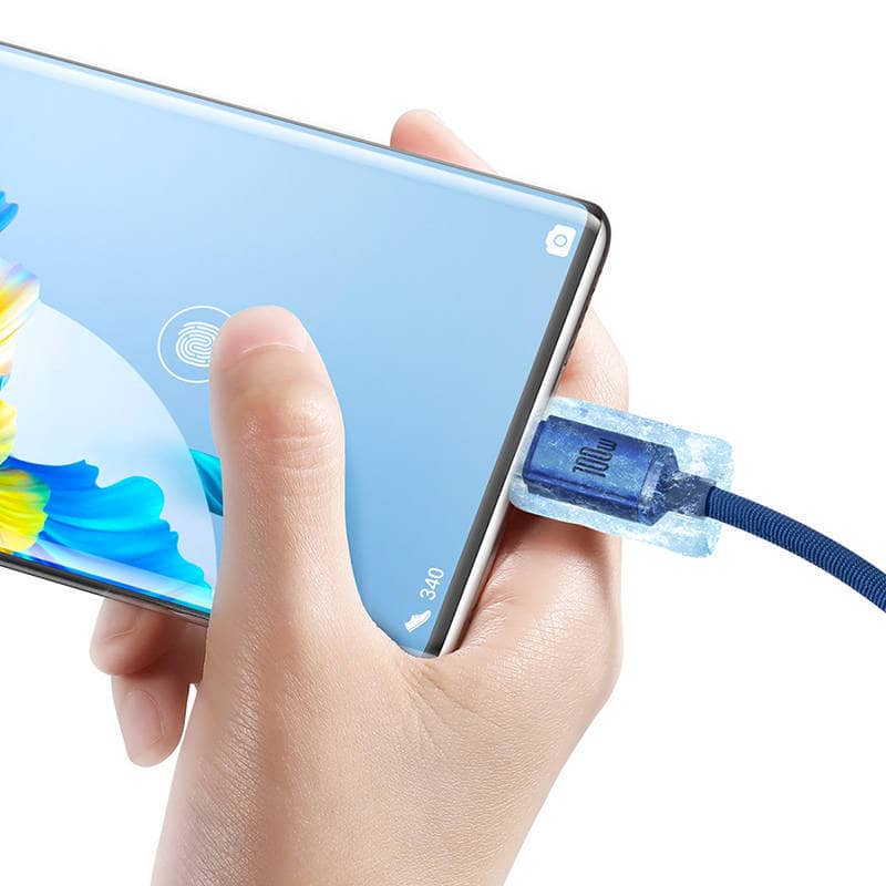 کابل 1.2 متری تایپ سی 100 وات بیسوس Baseus crystal shine series CAJY000401,CAJY000403 USB to USB-C