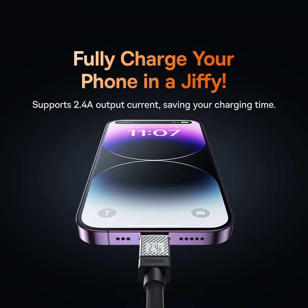 کابل لایتنینگ 1 متری بیسوس 2.4 آمپر مدل Baseus CoolPlay Series Fast Charging Cable USB to iP 2.4A 1m CAKW000401