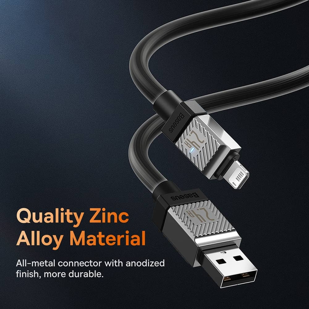 کابل لایتنینگ 1 متری بیسوس 2.4 آمپر مدل Baseus CoolPlay Series Fast Charging Cable USB to iP 2.4A 1m CAKW000401