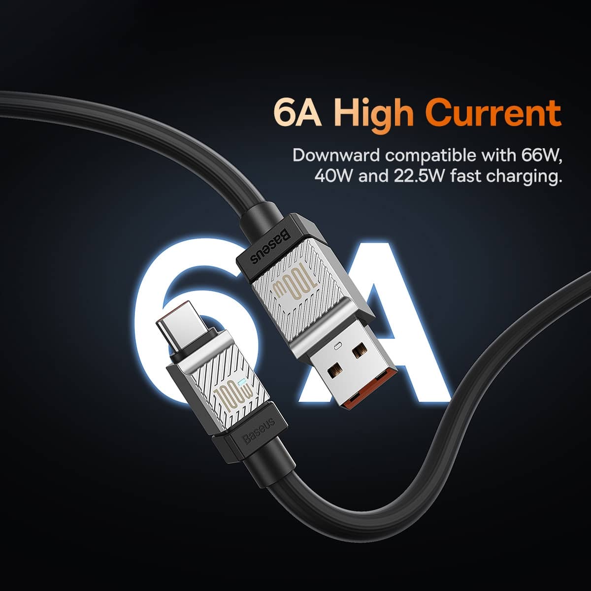 کابل تایپ سی 2 متری بیسوس 100 وات مدل Baseus CoolPlay Series Fast Charging Data USB to Type-C 100W 2M CAKW000702