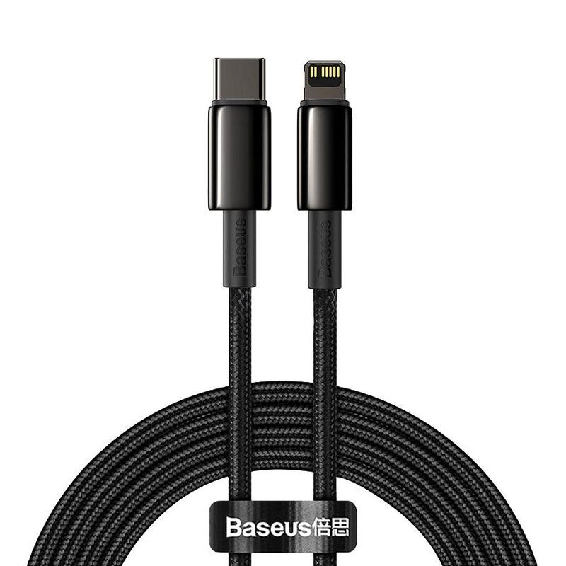 کابل شارژ 2 متری Type-C به لایتنینگ بیسوس مدل Baseus Tungsten Gold Cable Type-C to iP 20W 2m CATLWJ-A01