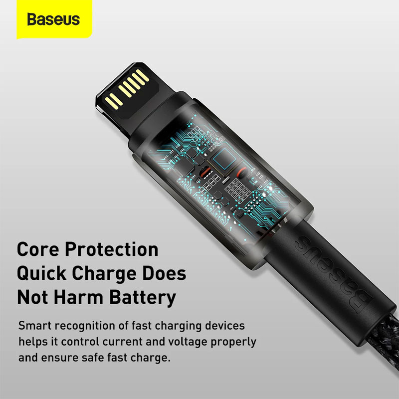 کابل شارژ 2 متری Type-C به لایتنینگ بیسوس مدل Baseus Tungsten Gold Cable Type-C to iP 20W 2m CATLWJ-A01