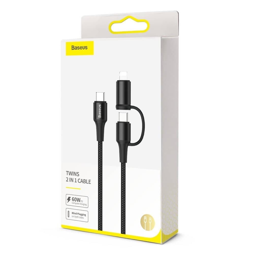 کابل تبدیل USB-C به USB-C/لایتنینگ 1 متری بیسوس مدل CATLYW-H01