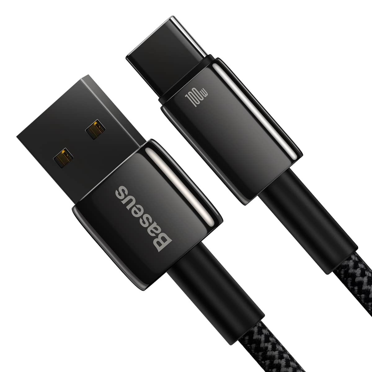 کابل شارژ 1 متری USB به Type-C بیسوس 100 وات مدل Baseus Tungsten Gold Fast Charging Data USB to Type-C 100W 1M CB000026 CAWJ000001