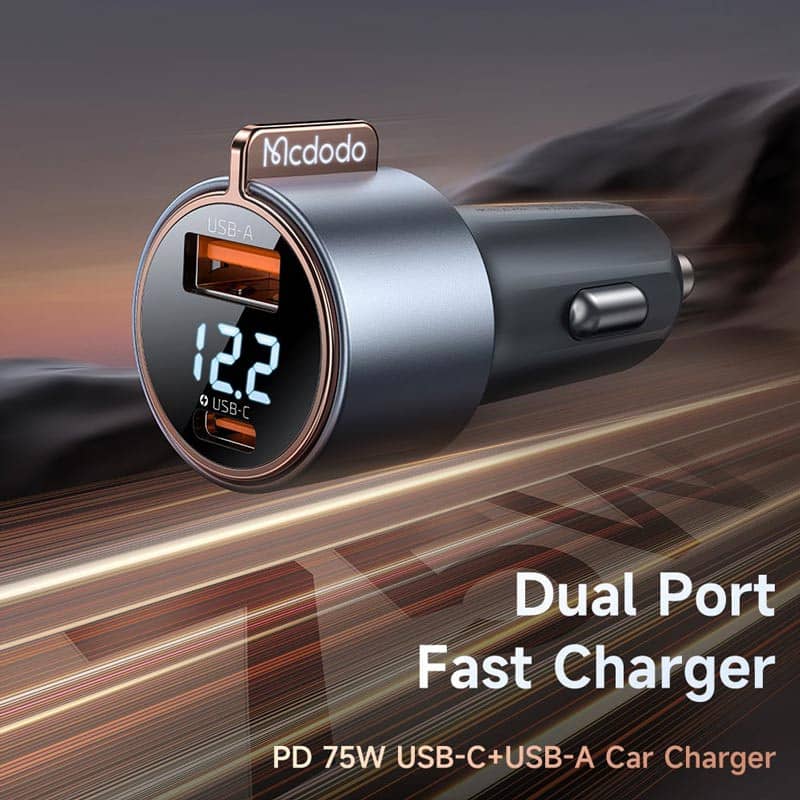 شارژر فندکی 45 وات مک دودو فست شارژ مدل Mcdodo CC-369 QC3.0 PD3.0 3A 45W Car Charger With Digital Display