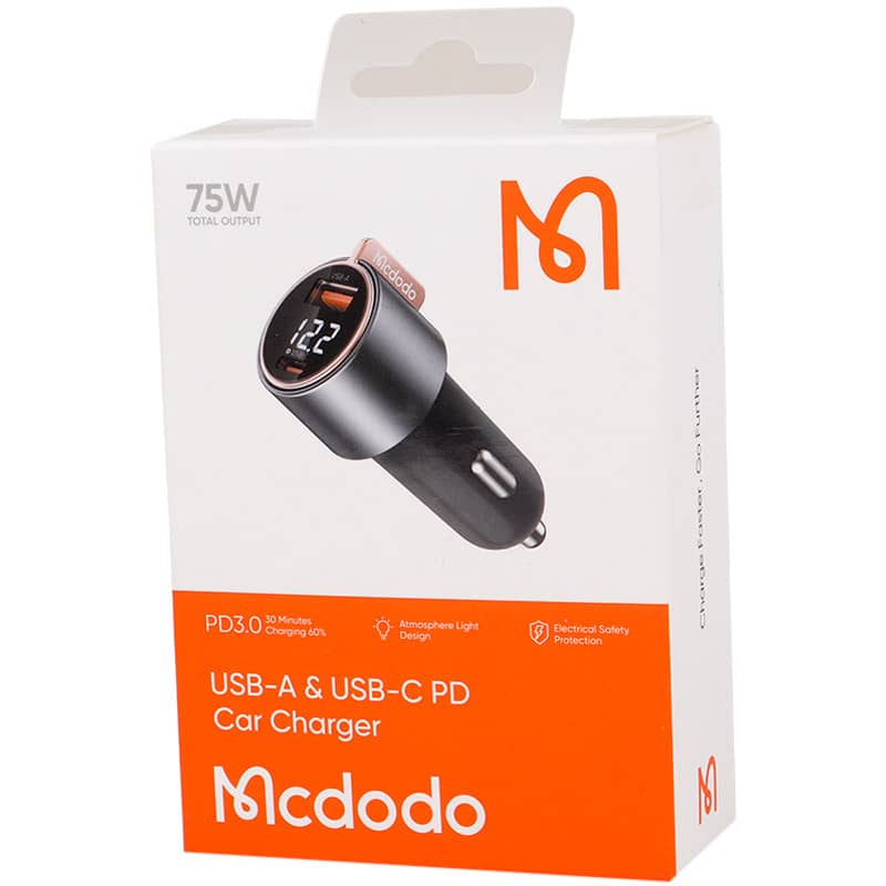 شارژر فندکی 45 وات مک دودو فست شارژ مدل Mcdodo CC-369 QC3.0 PD3.0 3A 45W Car Charger With Digital Display