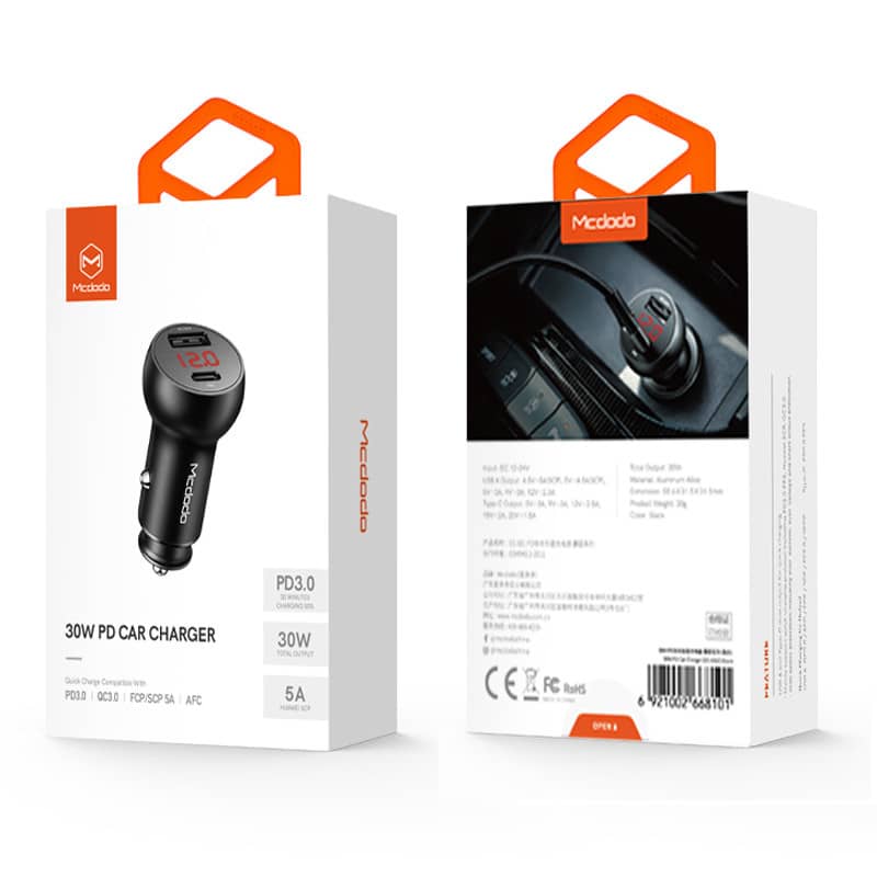 شارژر فندکی 30 وات مک دودو فست شارژ مدل Mcdodo CC-6810 QC3 5A