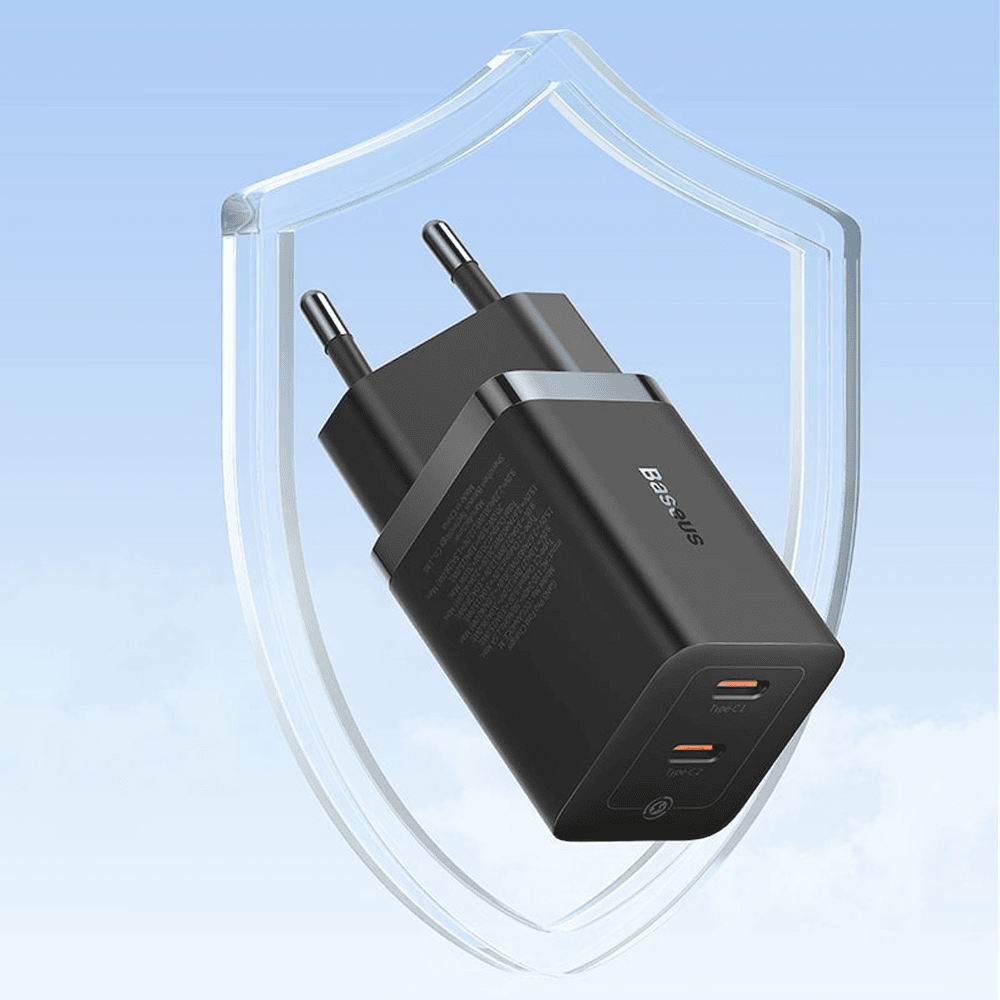 شارژر دیواری 40 وات بیسوس مدل Baseus GaN5 Pro Fast Charger C+C 40W EU CCGAN40CE-M
