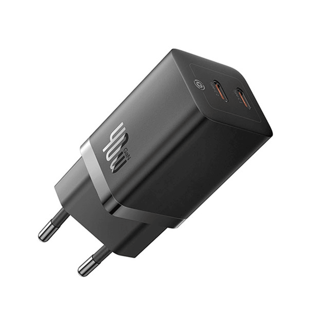 شارژر دیواری 40 وات بیسوس مدل Baseus GaN5 Pro Fast Charger C+C 40W EU CCGAN40CE-M