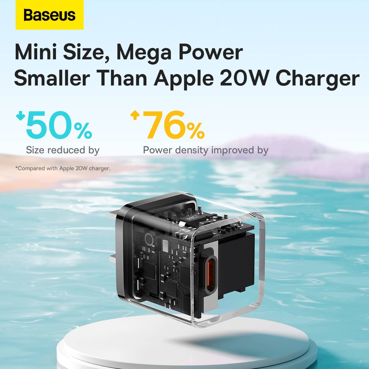شارژر دیواری 20 وات بیسوس مشکی مناسب آیفون مدل Baseus GaN5 Fast Charger Type C 20W CN Mini