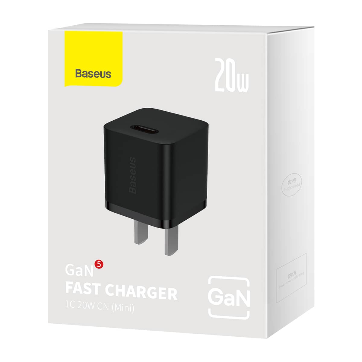 شارژر دیواری 20 وات بیسوس مشکی مناسب آیفون مدل Baseus GaN5 Fast Charger Type C 20W CN Mini