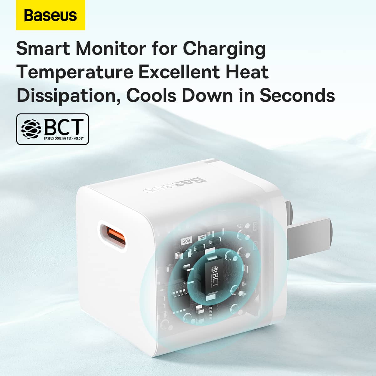 شارژر دیواری 20 وات بیسوس به همراه کابل مناسب آیفون مدل Baseus GaN5 Fast Charger 1C 20W CCGN040102
