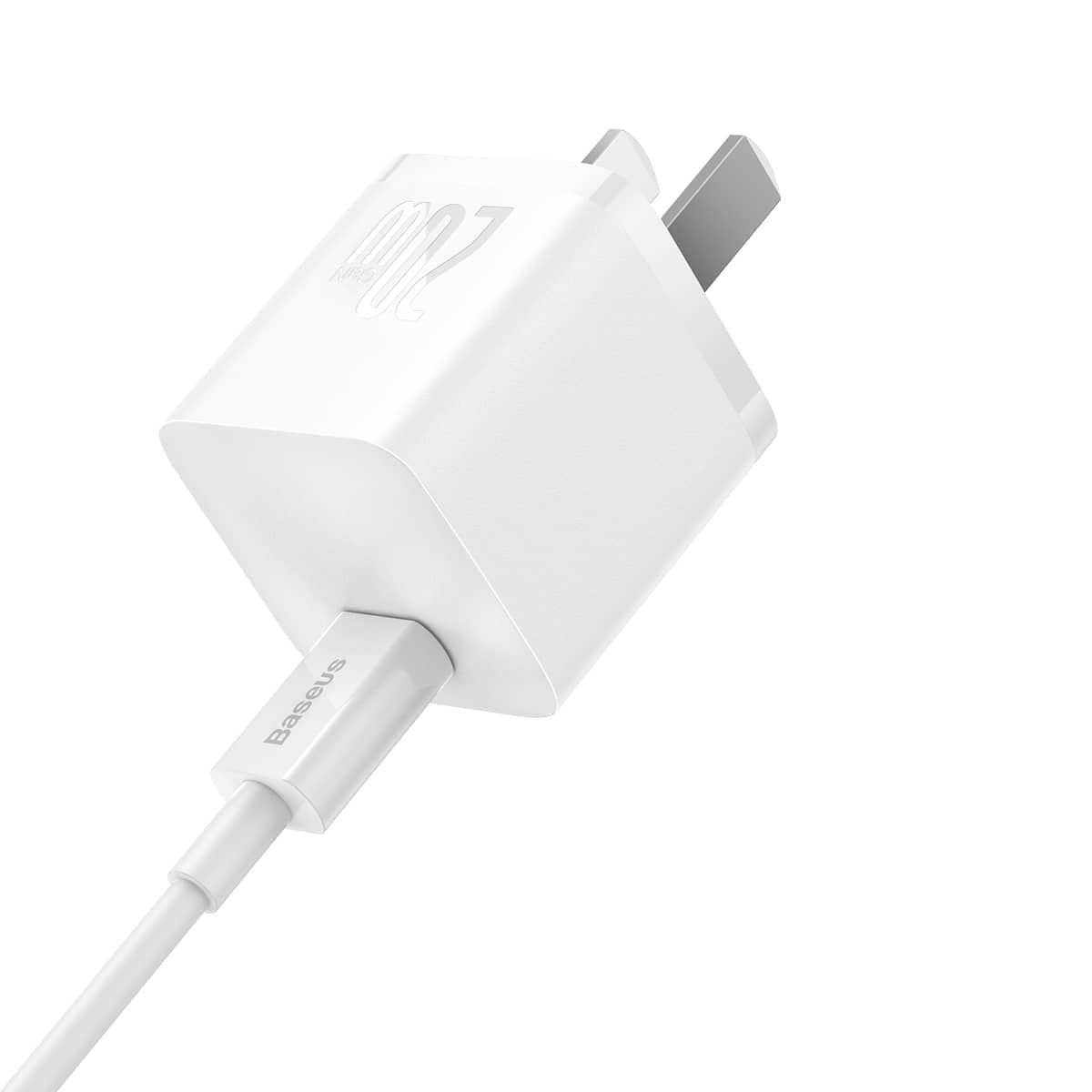 شارژر دیواری 20 وات بیسوس به همراه کابل مناسب آیفون مدل Baseus GaN5 Fast Charger 1C 20W CCGN040102