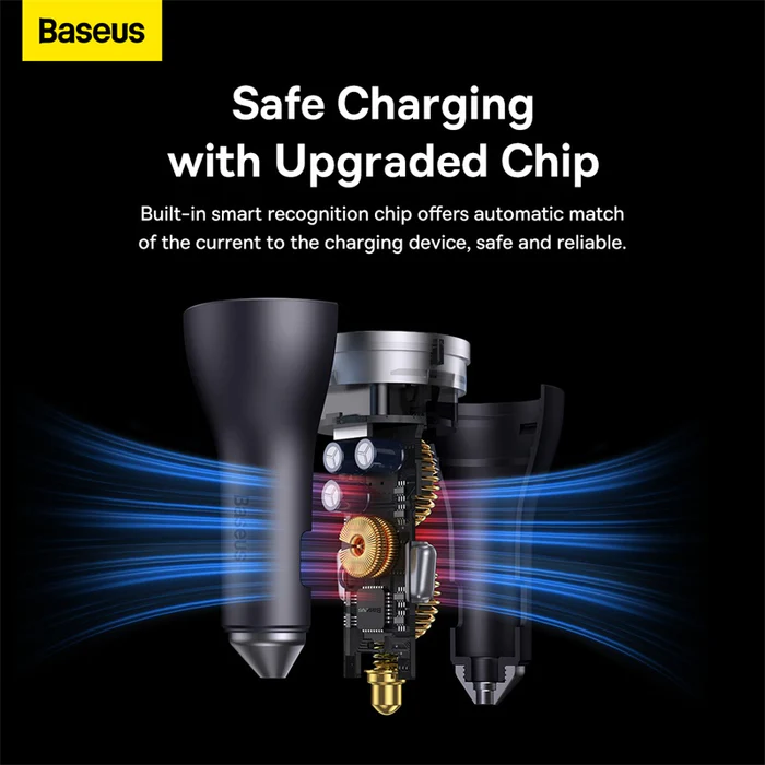 شارژر فندکی 65 وات بیسوس مدل Baseus Golden Contactor Pro Car Charger 65W U+C+C CCJDZ65-UC
