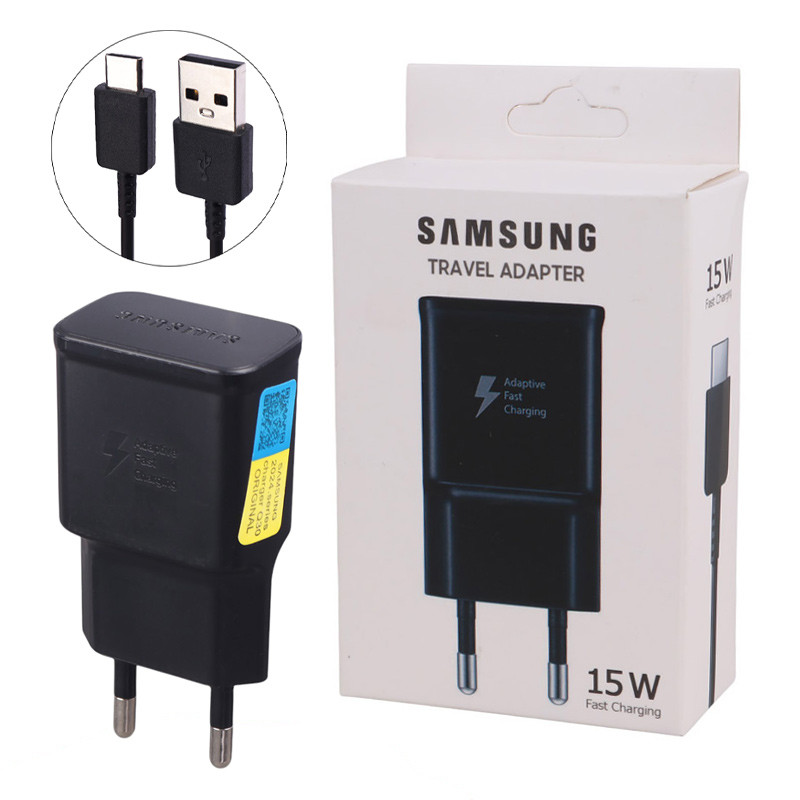 شارژر دیواری 15 وات فست شارژ سامسونگ به همراه کابل مدل Samsung EP-TA200 2A 15W Fast Wall Charger With Type-C Cable