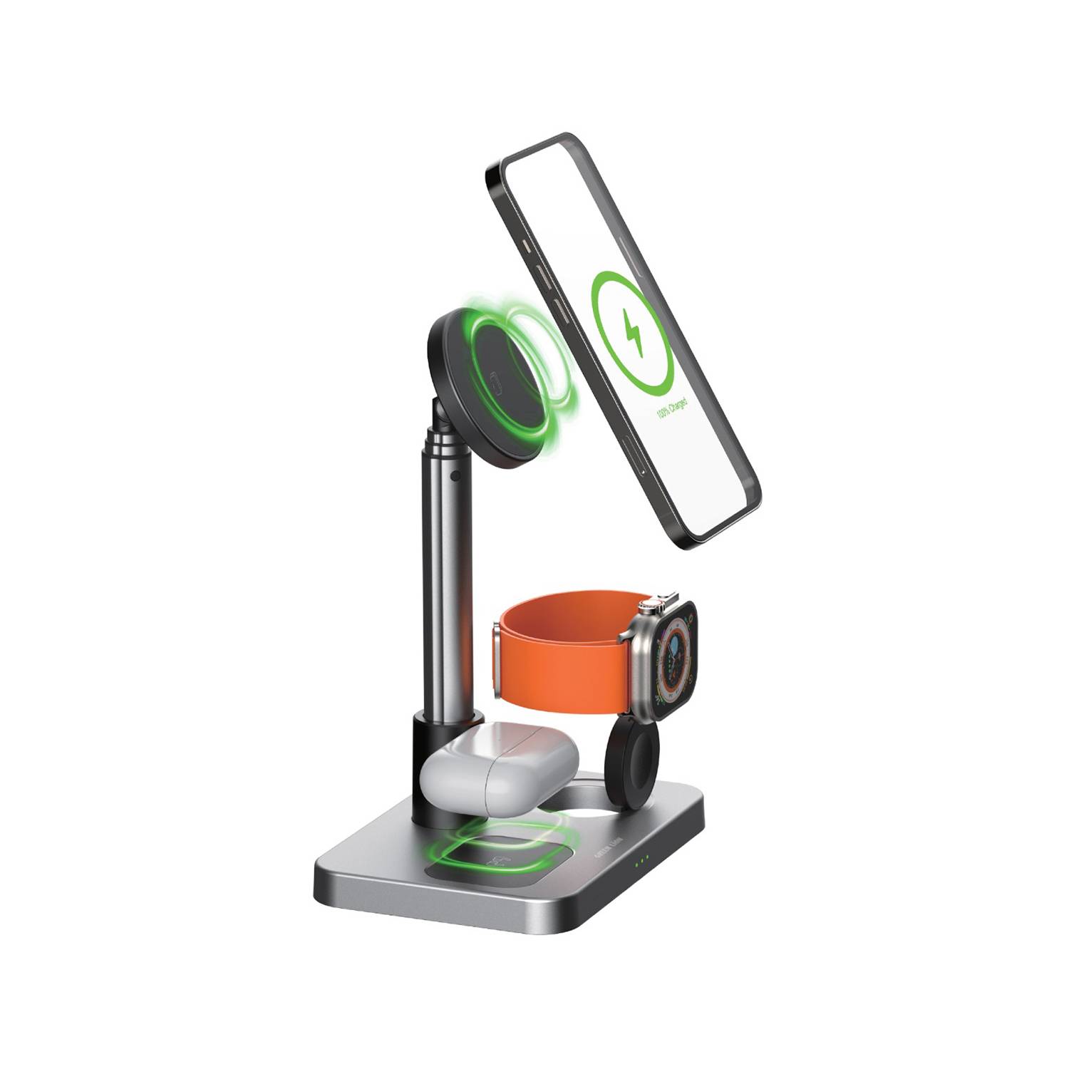 استند شارژر بی سیم چند منظوره 3 در 1 گرین لاین مدل Green Lion 3 in 1 Telescopic Wireless Charger