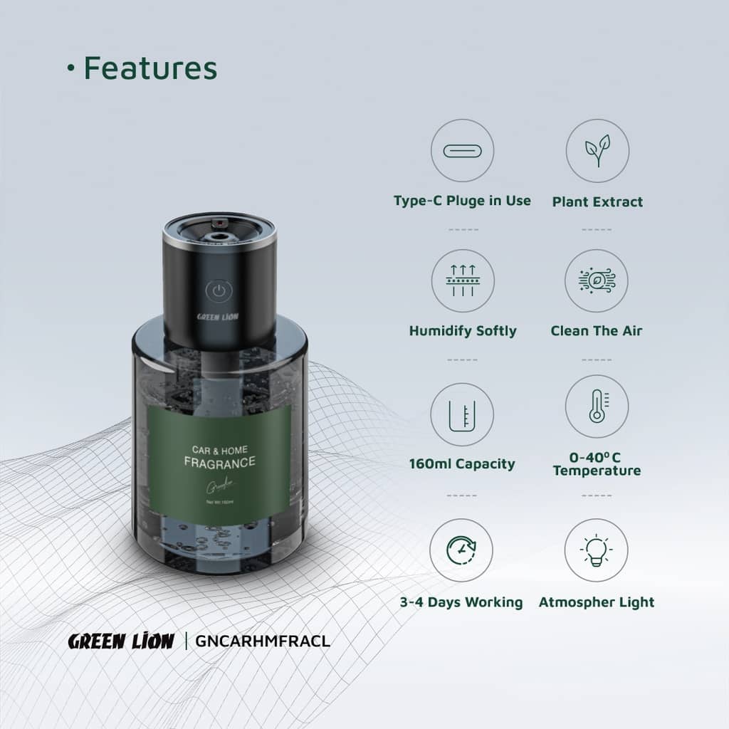 خوشبو کننده هوای گرین لاین مدل Green Lion Car And Home Fragrance GNCARHMFRACL