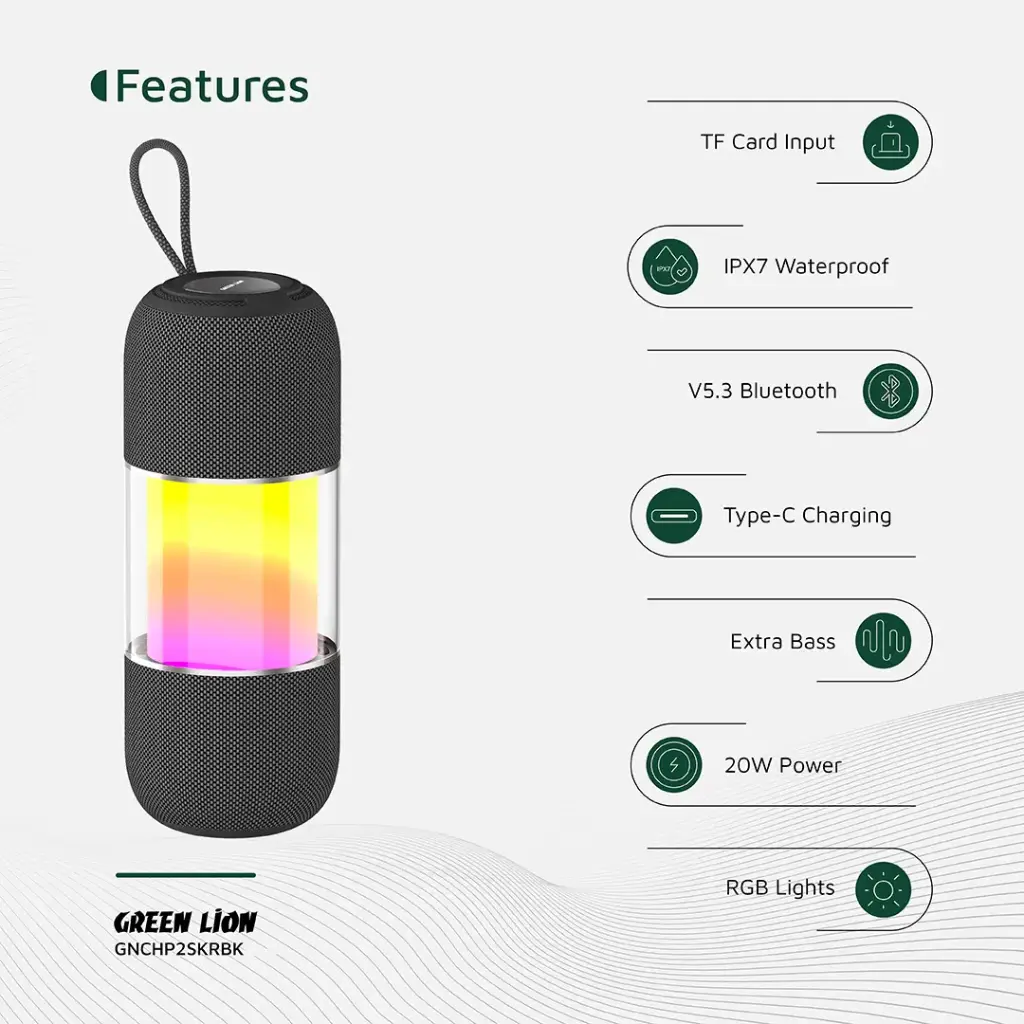 اسپیگر بلوتوثی گرین لاین مدل Green Lion Change Pro RGB Portable Speaker GNCHP2SKRBK