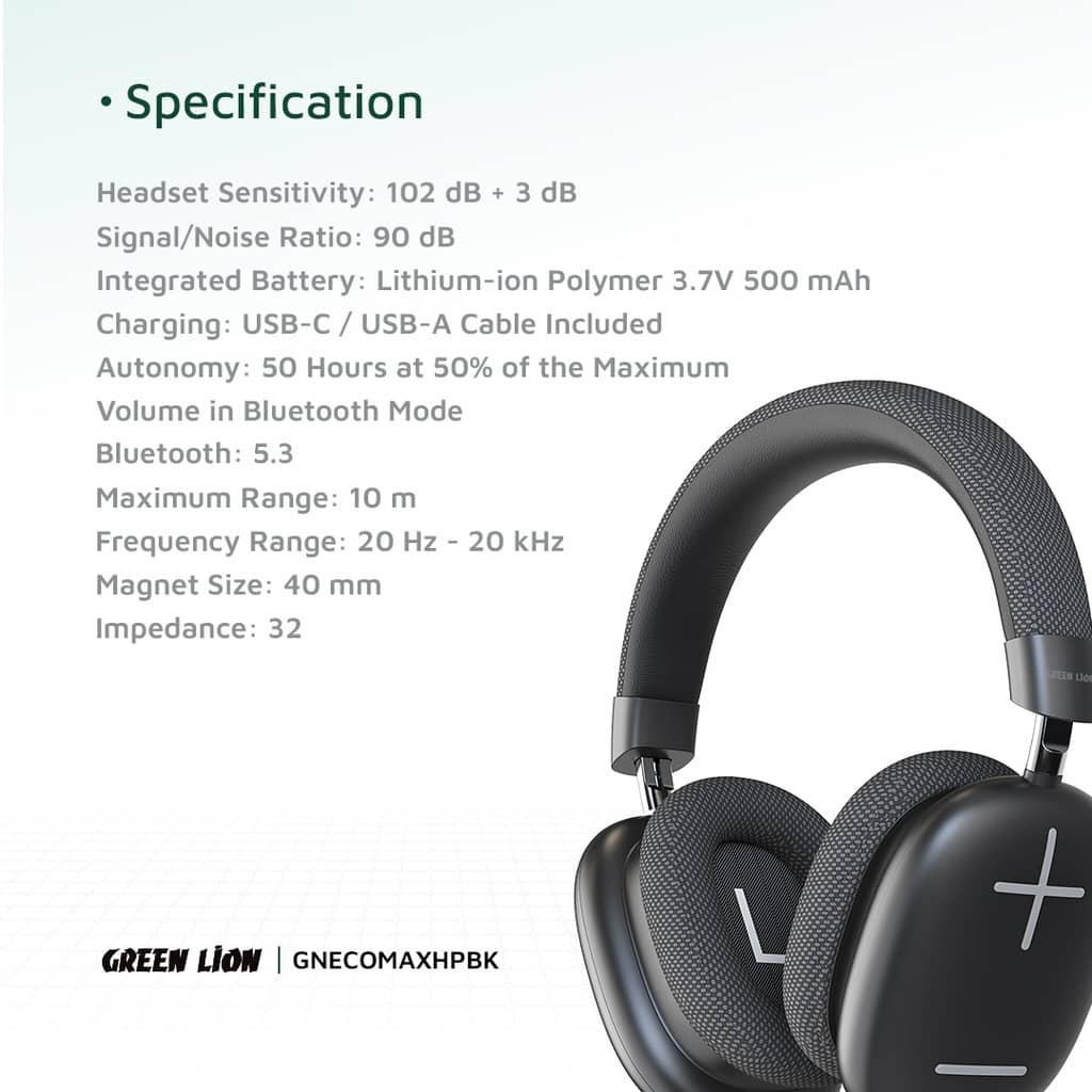 هدفون بلوتوثی گرین لاین مدل Green Lion Echo Max Headphone GNECOMAXHPBK