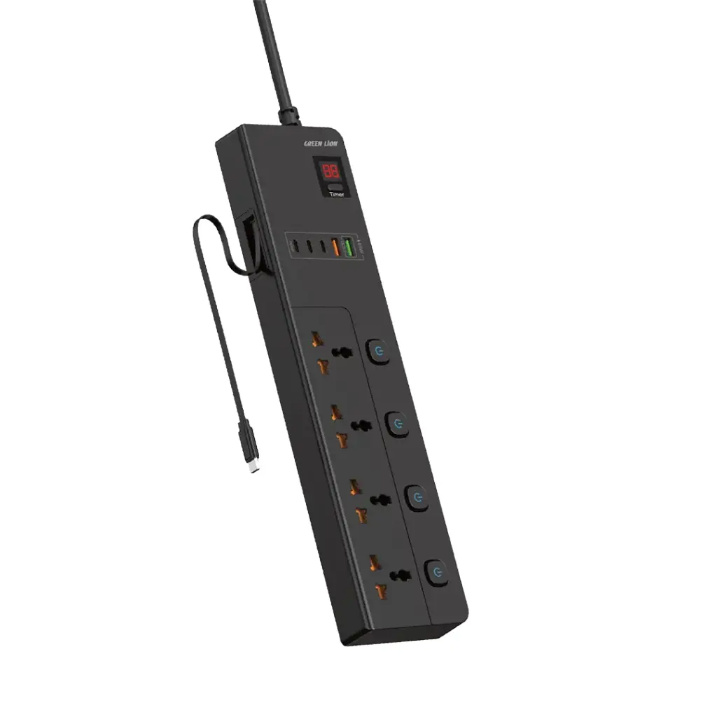 چندراهی برق 3 متری گرین لاین تایمر دار مدل Green Lion GS-900 Power Socket 3M GNGS9PSKT3BK
