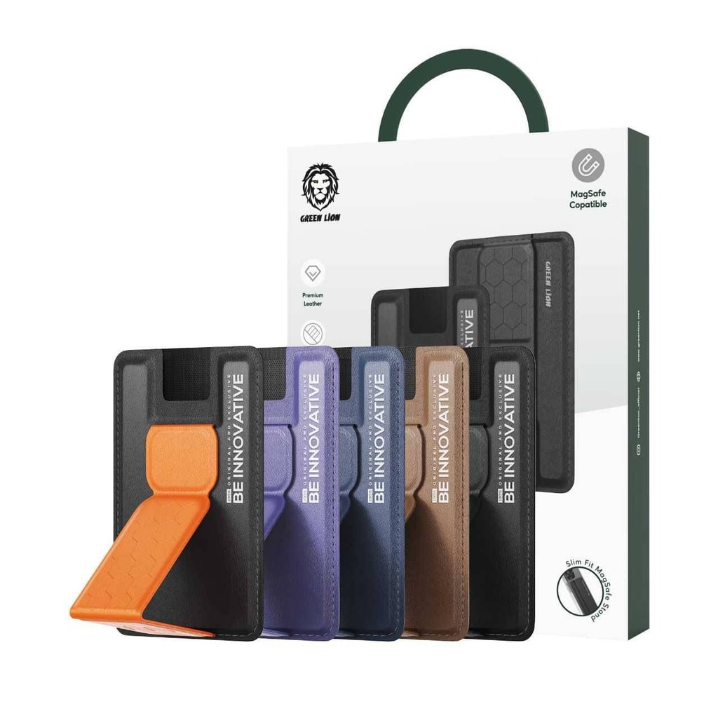 جا کارتی و استند مگ سیف گرین لاین مدل Green Lion Innovative Magsafe Wallet Stand GNINMGWSTPL